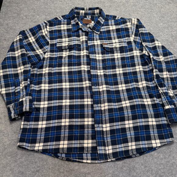 Orvis Flannel Shirt Mens XXL Blue/Black/White Cotton Heavy Flannel Outdoors - Picture 1 of 9